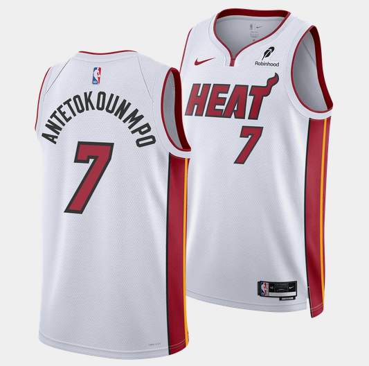 Men's Miami Heat #7 Giannis Antetokounmpo White 2026 Association Swingman Stitched Basketball Jersey